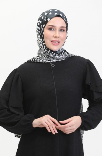 Ruffled Sleeve Abaya 1050-04 Black 1050-04