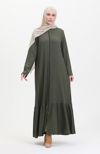 Frilled Skirt Abaya 5109-03 Khaki 5109-03