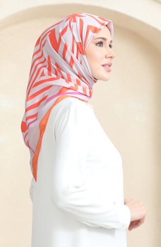 Soft Cotton Scarf 19092-14 Light Grey Orange 19092-14