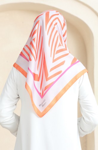 Soft Cotton Scarf 19092-14 Light Grey Orange 19092-14