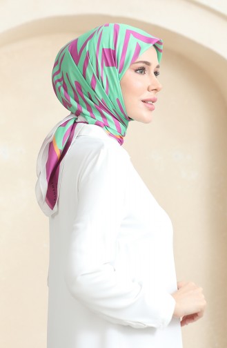 Soft Cotton Scarf 19092-15 Fuchsia Green 19092-15