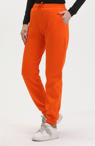 Driedraads Gekamde Katoenen Joggingbroek 10400-08 Oranje 10400-08