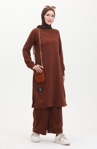 Two Yarn Tunic Trousers Two-piece Suit 0044-35 Brown 0044-35