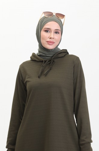 Double Yarn Hooded Sports Dress 0190-23 Dark Khaki 0190-23