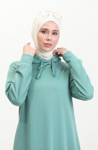 Double Yarn Hooded Sports Dress 0190-24 Light Almond Green 0190-24