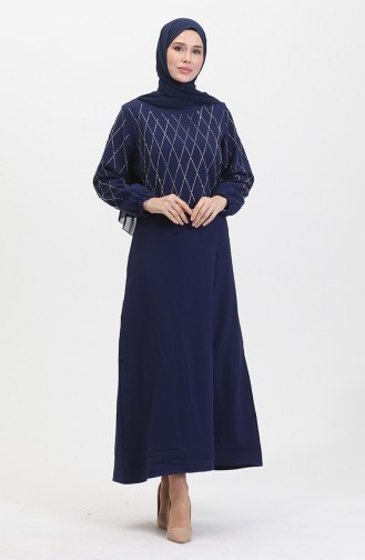 Robe De Soirée Pierre 0525-04 Bleu Marine 0525-04