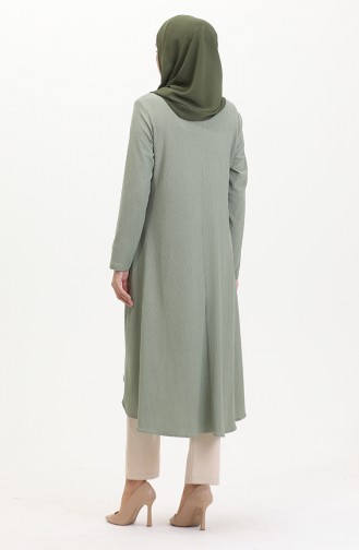 Crepe Fabric Asymmetric Cut Tunic 1032-06 Light Khaki Green 1032-06