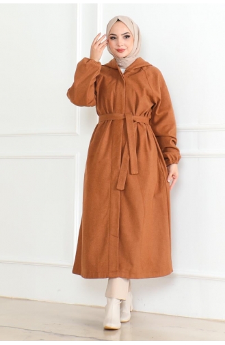 Belted Hijab Coat 0502-08 Tan 0502-08