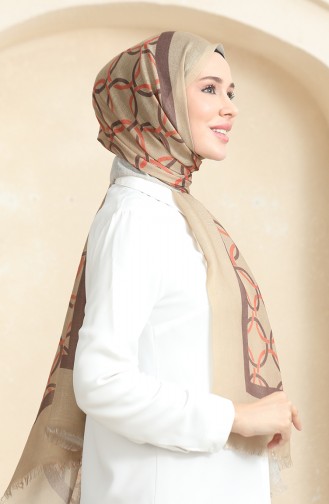 Ring Patterned Cotton Shawl 90178-02 Camel 90178-02