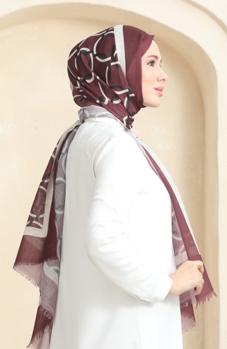 Halka Desenli Koton Şal 90178-05 Bordo