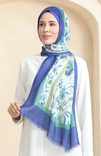 Ethnic Patterned Cotton Shawl 90179-05 Saxe Green 90179-05