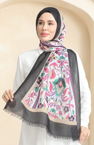 Ethnic Patterned Cotton Shawl 90179-08 Black Camel 90179-08