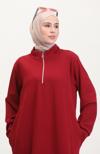 Balıkçı Yaka Spor Elbise 0282-07 Bordo