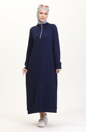 Turtleneck Sports Dress 0282-09 Navy Blue 0282-09