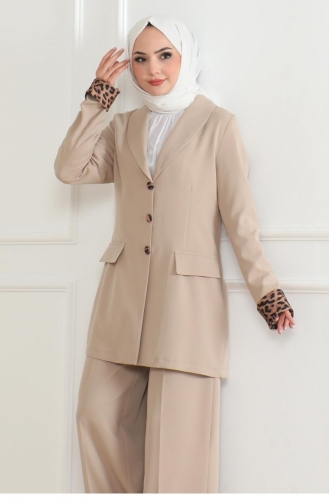 Leopard Patterned Suit Beige 19218 15312