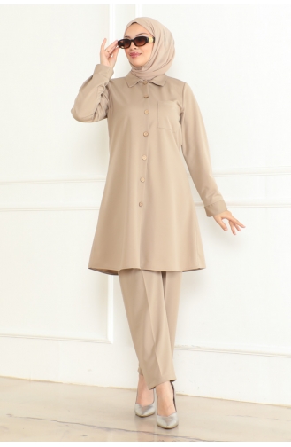 Costume Double Détail Poches 1083-01 Beige 1083-01