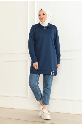 Half Zipper Sports Tunic 1096-04 Indigo 1096-04