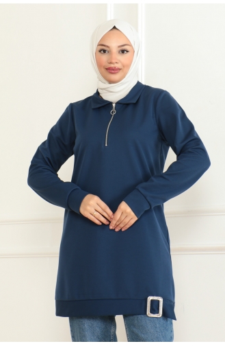 Half Zipper Sports Tunic 1096-04 Indigo 1096-04