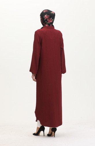 Abaya Mit Kragen Und Reißverschluss 1021-02 Weinrot 1021-02