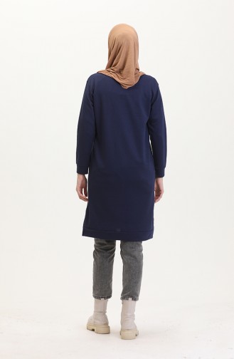 Bedrucktes Sweatshirt 0540-06 Marineblau 0540-06