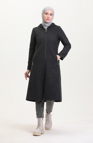 Hooded Cashmere Coat 8001-01 Anthracite 8001-01