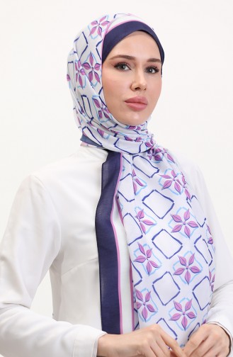 Desenli Soft Şal 70269-16 Lacivert Pembe