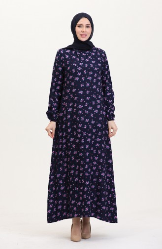 Navy Blue Hijab Dress 0007-02