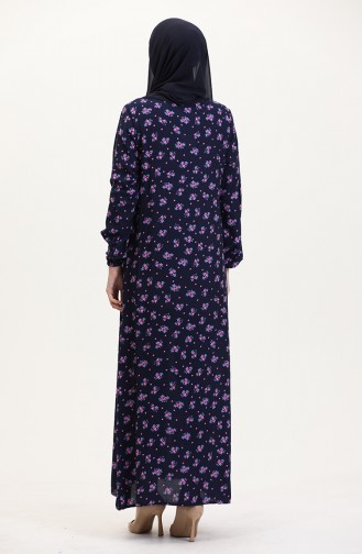 Navy Blue Hijab Dress 0007-02