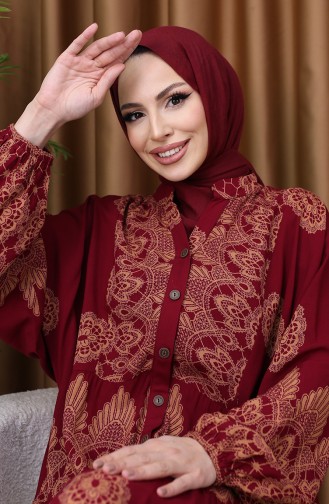 Weinrot Hijab Kleider 5575-04