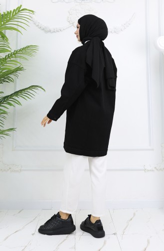 Oversize Kot Ceket 2746-01 Siyah