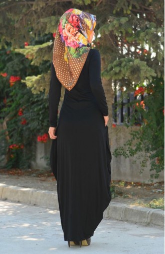 Schwarz Hijab Kleider 4049-02