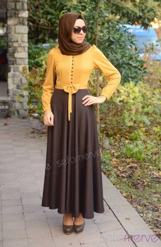 Senf Hijab Kleider 7032-05