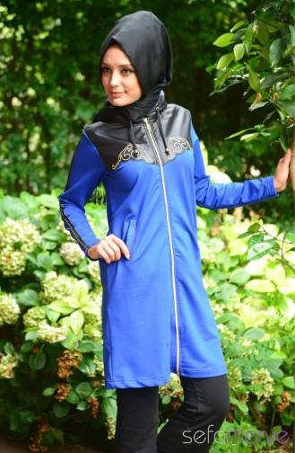 Minahill Hijab Sweat Suit 1402-05 Black Saxon Blue 1402-05