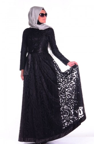 Schwarz Hijab-Abendkleider 1071-01
