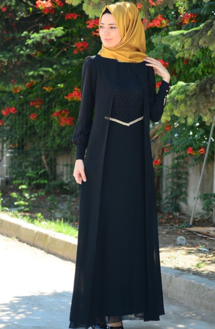 Black Hijab Dress 52264-04 | Sefamerve
