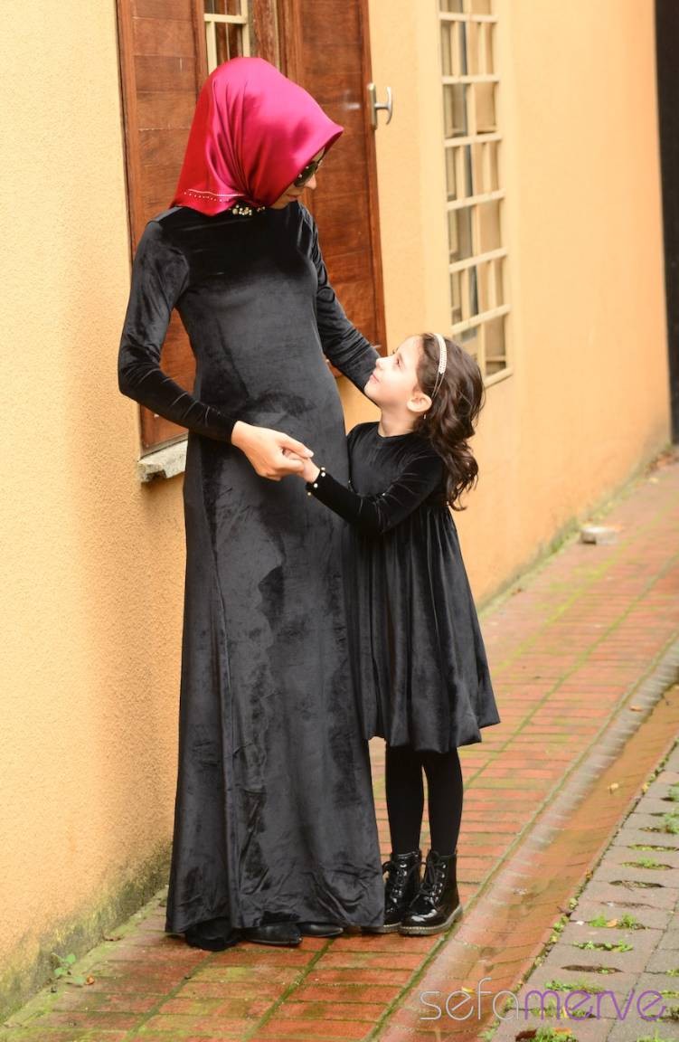 Belemir Anne Kız Kombin Elbise 7558-01 Siyah | Sefamerve