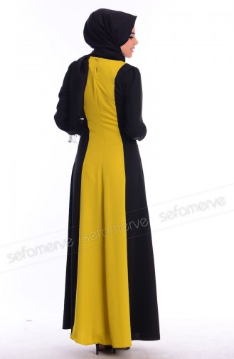 Gelbliches Grün Hijab Kleider 6167-02