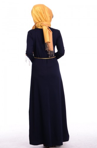 Navy Blue Hijab Dress 041208-02