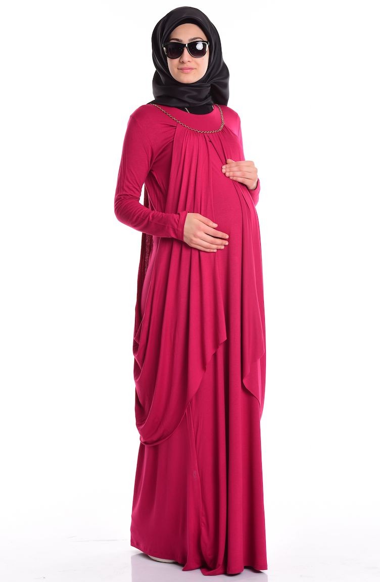 Claret Red Hijab Dress 4469-02 | Sefamerve