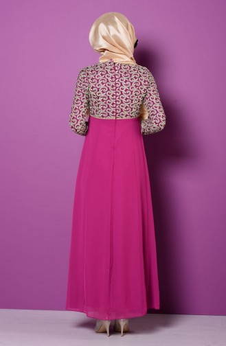 Fuchsia Hijab-Abendkleider 4043-06