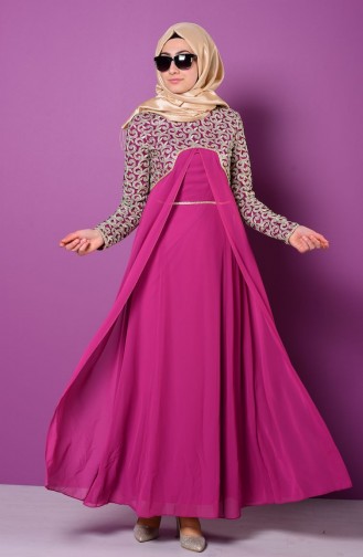 Fuchsia Hijab-Abendkleider 4043-06
