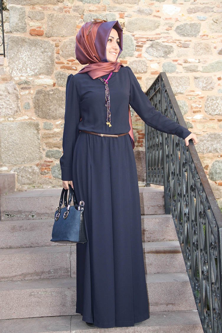 Pınar Şems Tulum Elbise 5000-02 Lacivert | Sefamerve