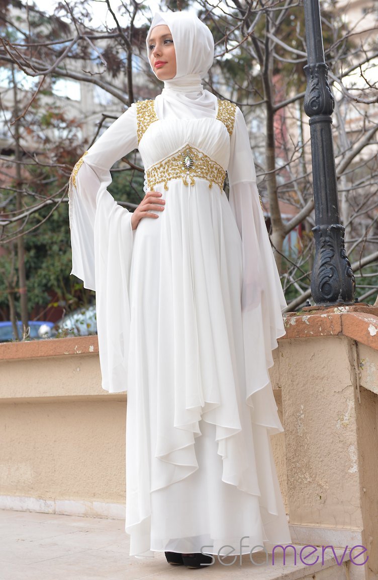 Sefamerve Abiye Elbiseler 1033-01 Beyaz | Sefamerve