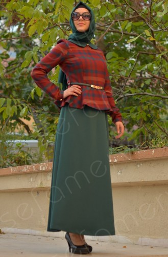 Grün Hijab-Abendkleider 4092-03