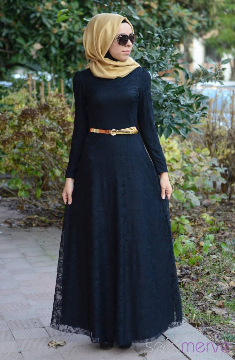 فستان أسود 5895-03 | Sefamerve
