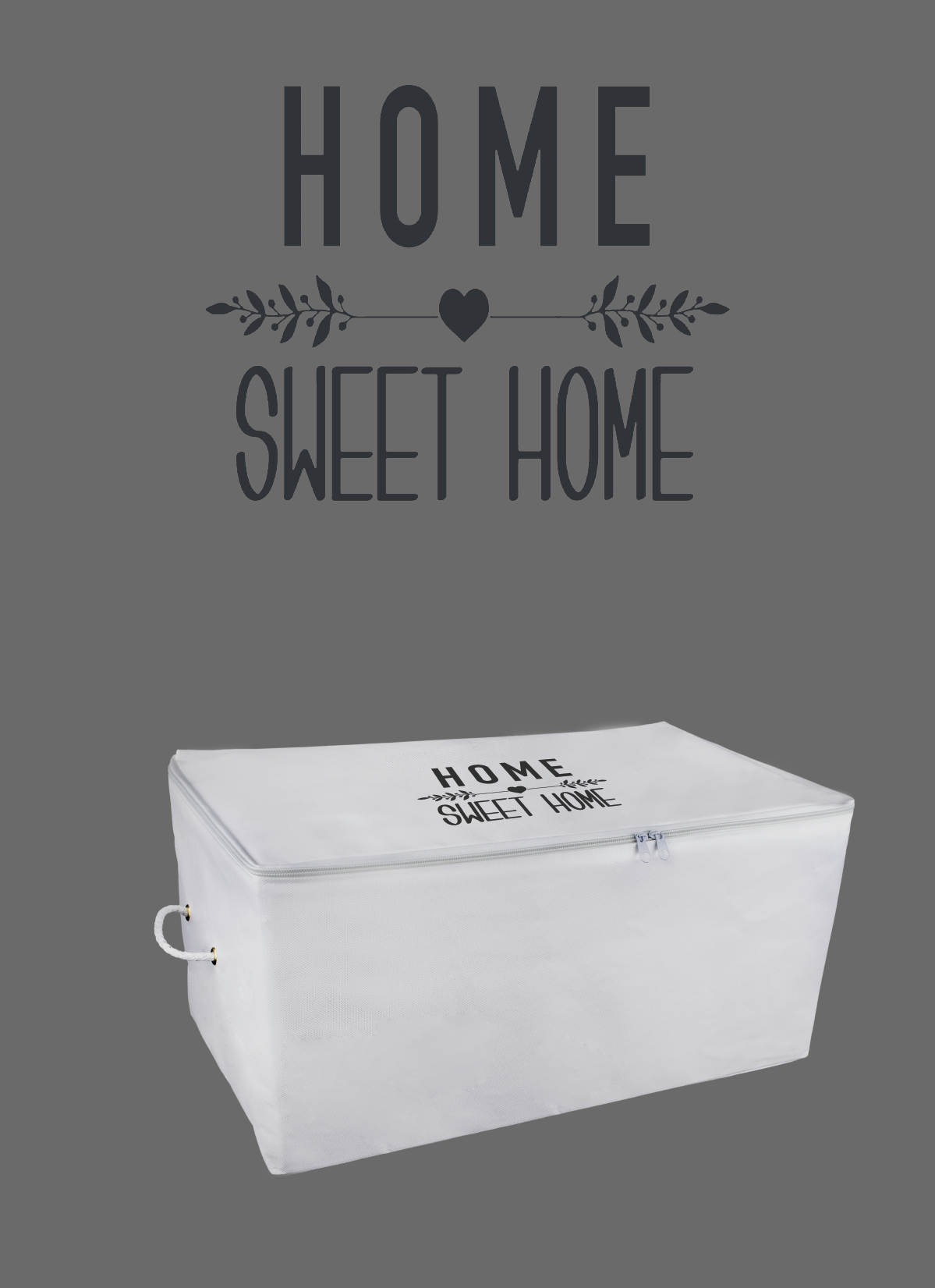 ROPE HOME Büyük Boy Home Sweet Home Siyah Baskılı Hurç 64x40x35 34.5-01  Beyaz | Sefamerve